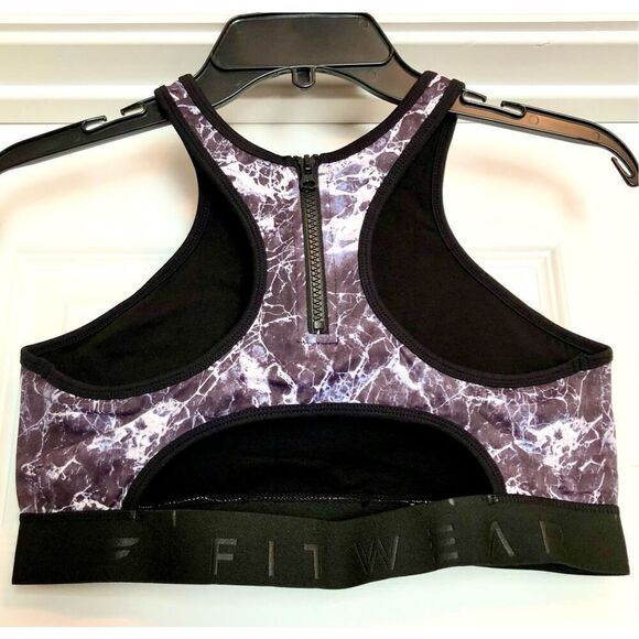 FITWEAR FASHION - NWT L Sz 12 “Grace” Crop Top w/Zippered Back/Marble/Black Trim - Picture 16 of 16